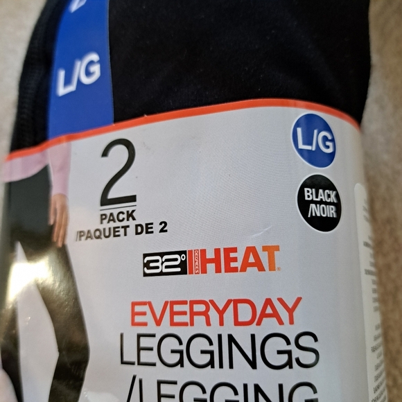 32° Degrees Heat Leggings 2 Pack Size Large Black Stretch Pants - Picture 7 of 11